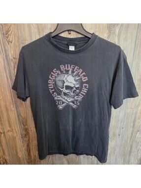 Buffalo Chip Sturgis Rally 2015 Biker Skull Crossbones T-shirt Men Lrg Black VTG
